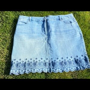 Talbots Skirt Embroidered Scallop Hem Jean sz.18p